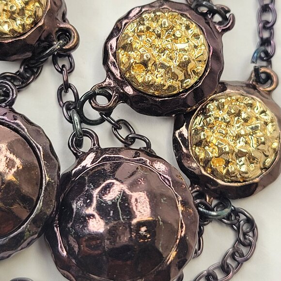 Long Necklace Round Beads Bronze Gold Hues with Earrings - Picture 8 of 11